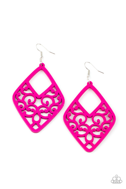 VINE For The Taking - Pink wood Earrings