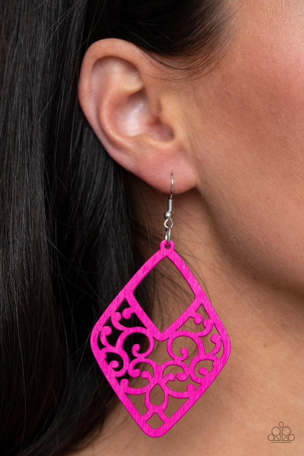 VINE For The Taking - Pink wood Earrings