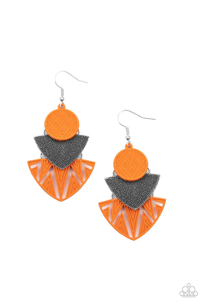 Paparazzi Accessories Jurassic Juxtaposition - Orange Earrings