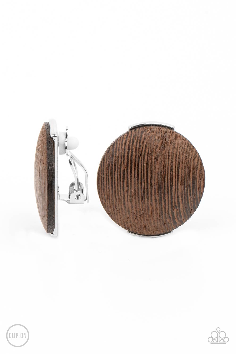 Paparazzi Accessories WOODWORK It - Brown Clip on Earrings