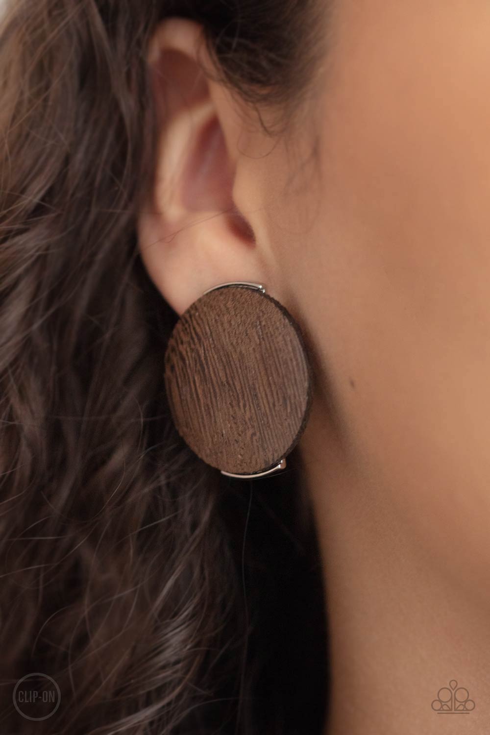 Paparazzi Accessories WOODWORK It - Brown Clip on Earrings