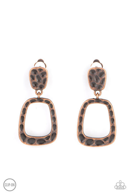 Paparazzi Accessories Playfully Primitive - Copper Clip On Earrings