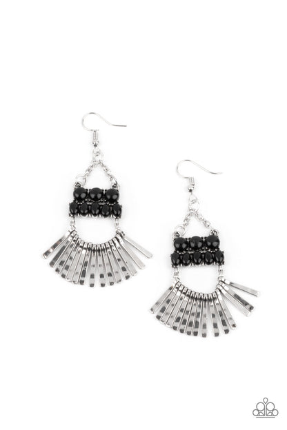 Paparazzi Accessories A FLARE For Fierceness - Black Earrings