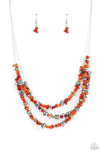 Paparazzi Accessories Placid Pebbles - Orange Necklace