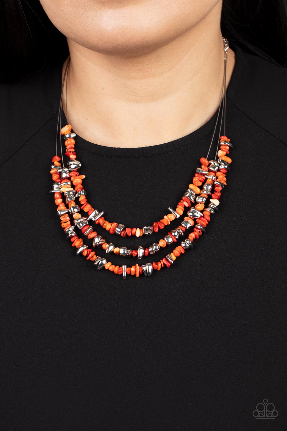 Paparazzi Accessories Placid Pebbles - Orange Necklace