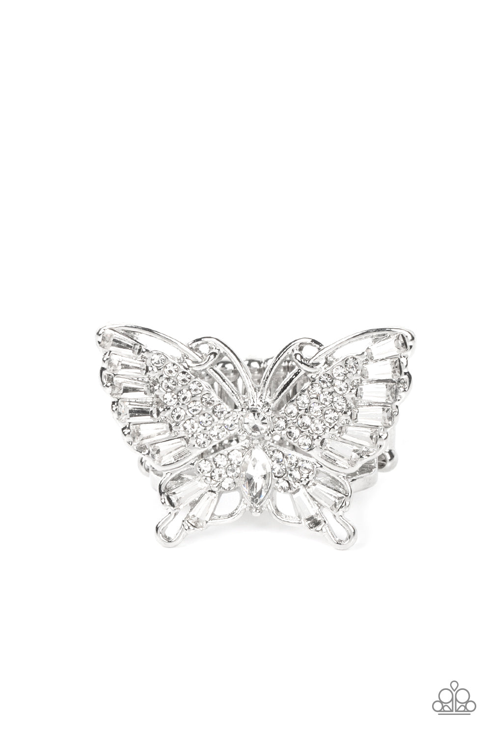 Paparazzi Accessories Fearless Flutter -  Butterfly White Ring