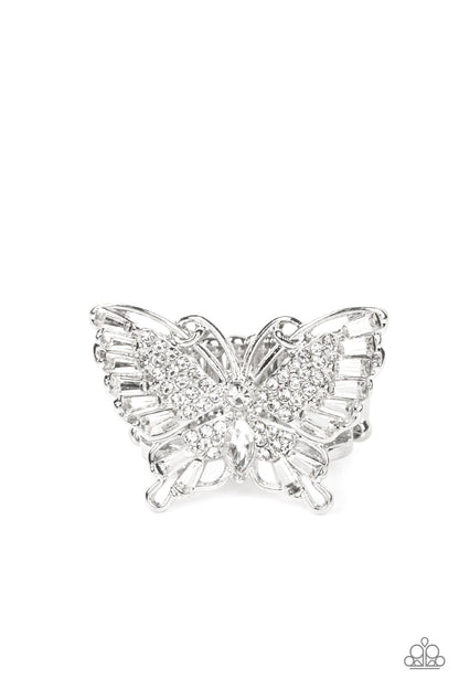 Paparazzi Accessories Fearless Flutter -  Butterfly White Ring