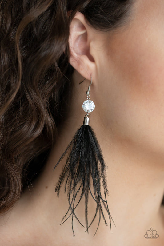 Paparazzi Accessories Feathered-Flamboyance-Black Earrings