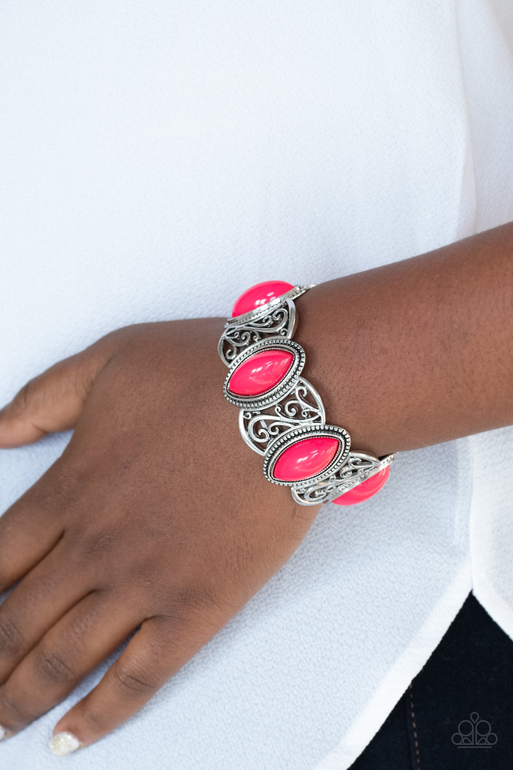 Paparazzi Accessories POP-Skip-and-A-Jump-Pink Bracelet